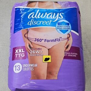 Always Discreet Incontinence Underwear Women XXL 26W+ Maximum 13 Ct 360 FormFit